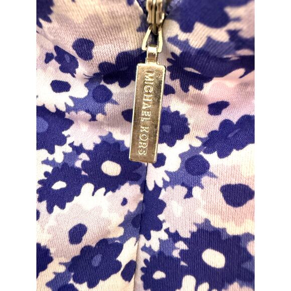 Michael Kors 3X Plus Blue White Mini Floral Scoop Neck Stretchy Flowy Dress - Picture 8 of 11